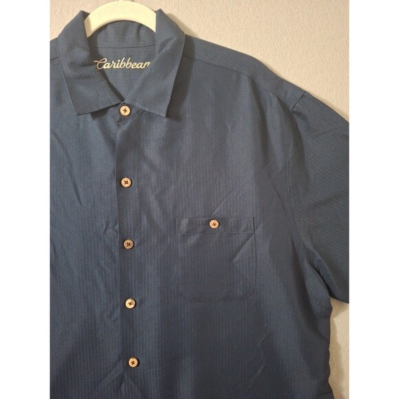 Caribbean Camp Shirt Fly Like an Eagle Shirt Mens XL Blue Pocket Embroidered USA - Picture 3 of 9